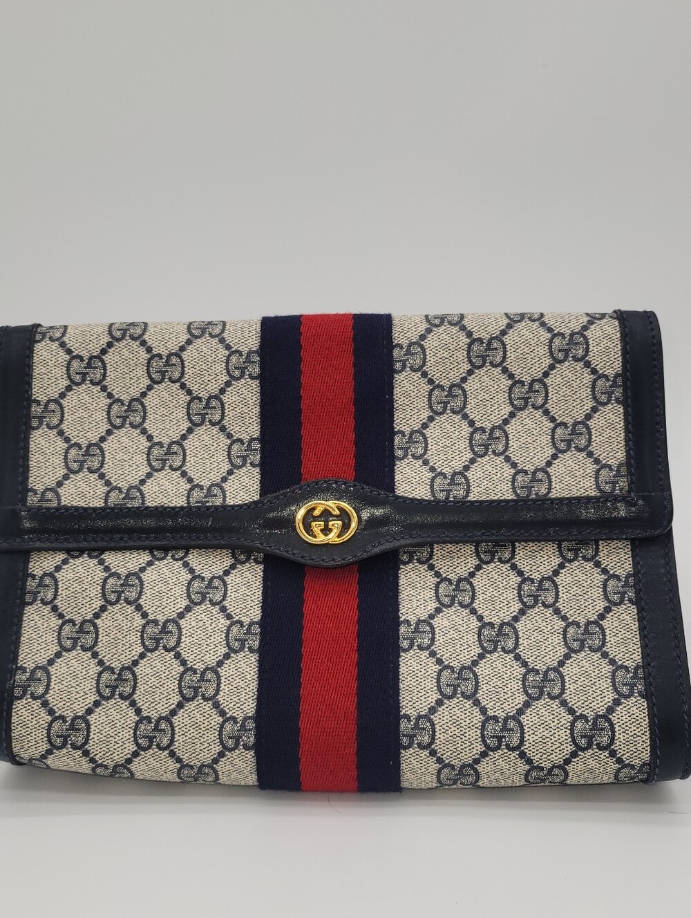 Vintage Gucci GG Supreme Sherry Line Clutch Bag